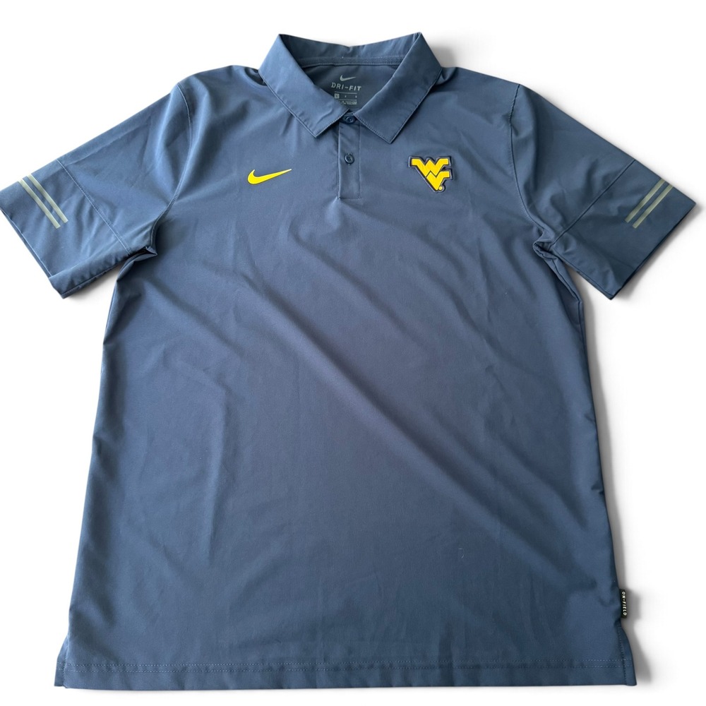 Nike On Field Dri-Fit Polo Men L Blue West Virginia University Performance Shirt